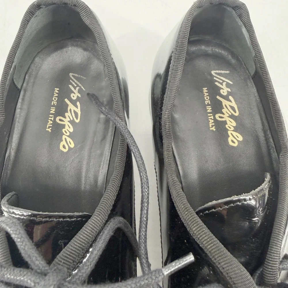 Vito Rufolo Dress Shoes Tuxedo Mens 9 Black Patent Leather Made in Italy Derby